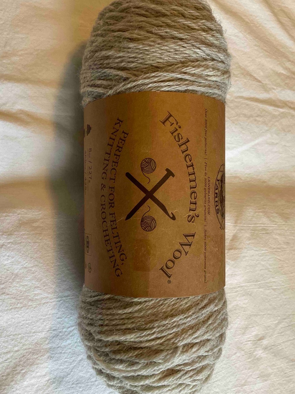 Lion Brand Fisherman’s Wool 
100% Wool colour Oatmeal